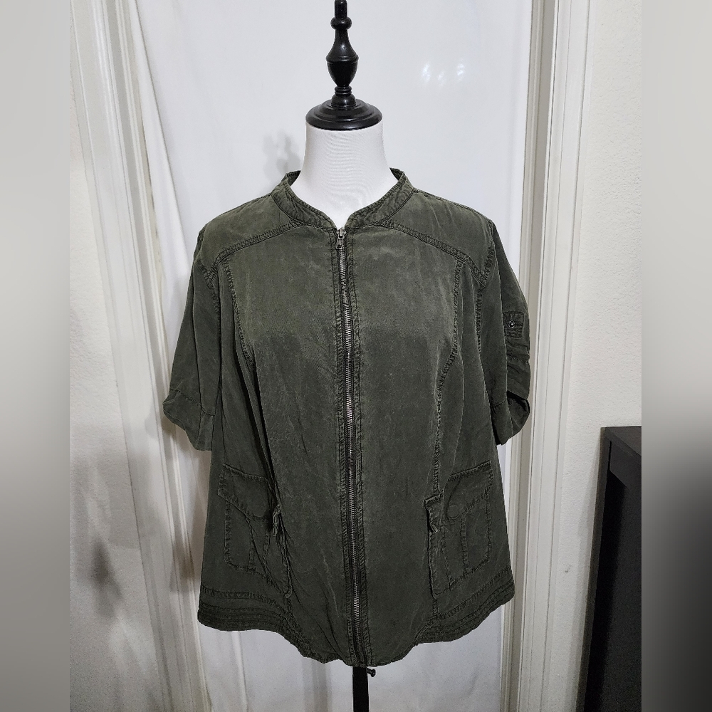 Olive Green Zip-Up Jacket